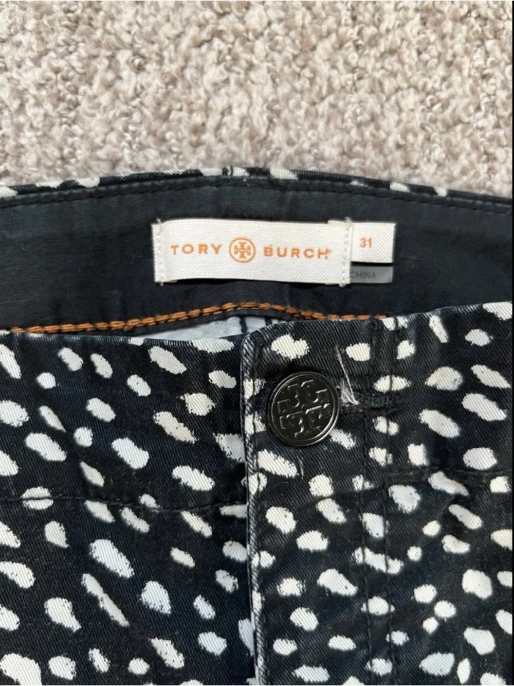 Tory Burch Pants Women’s 31 Black and White Walker Cargo EUC